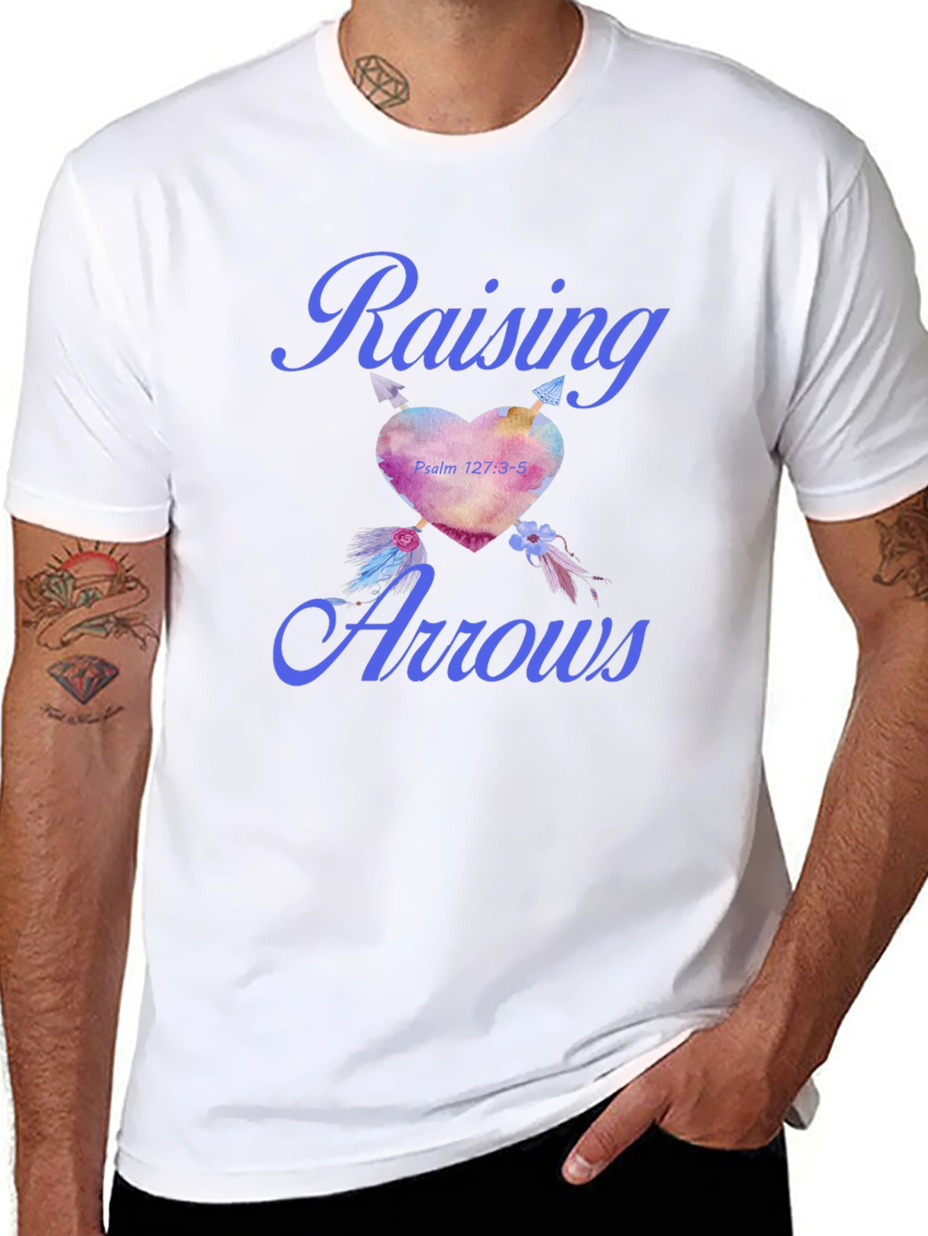 Raising Arrows T-Shirt - Psalm 127:3-5 Heart Design