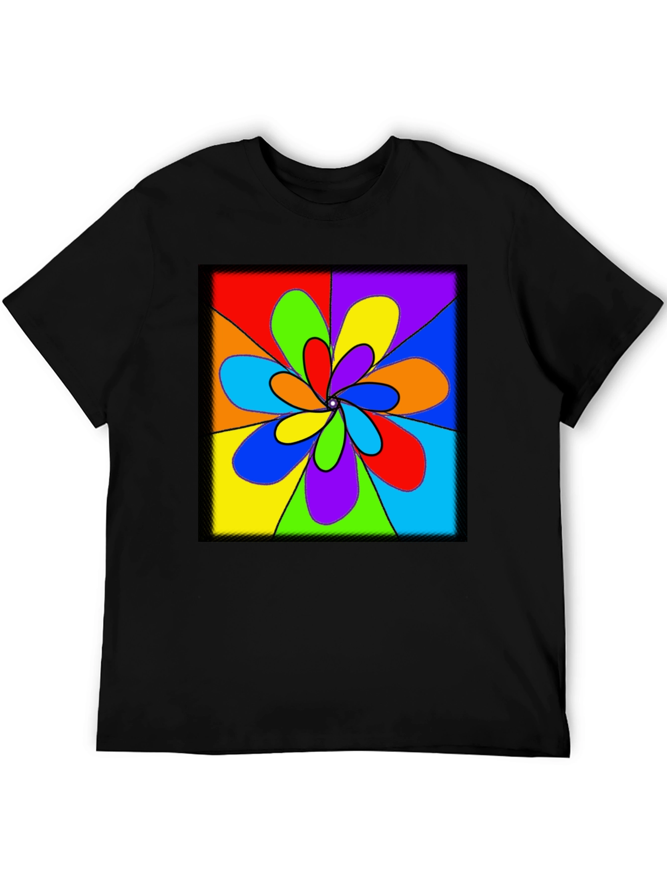 Colorful Retro Swirl T-Shirt - Black