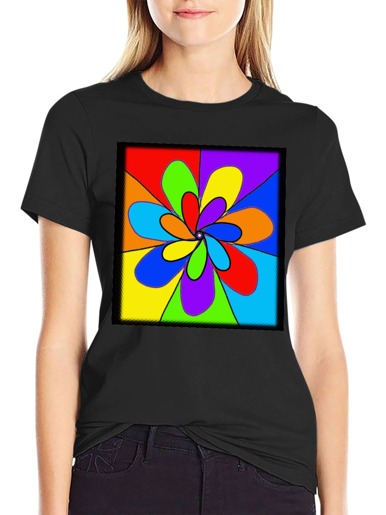 Colorful Retro Swirl T-Shirt - Black