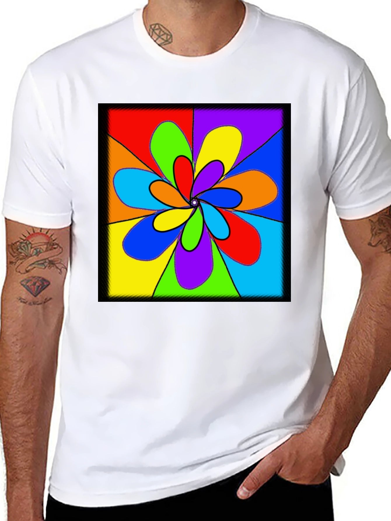 Colorful Retro Swirl T-Shirt - Black