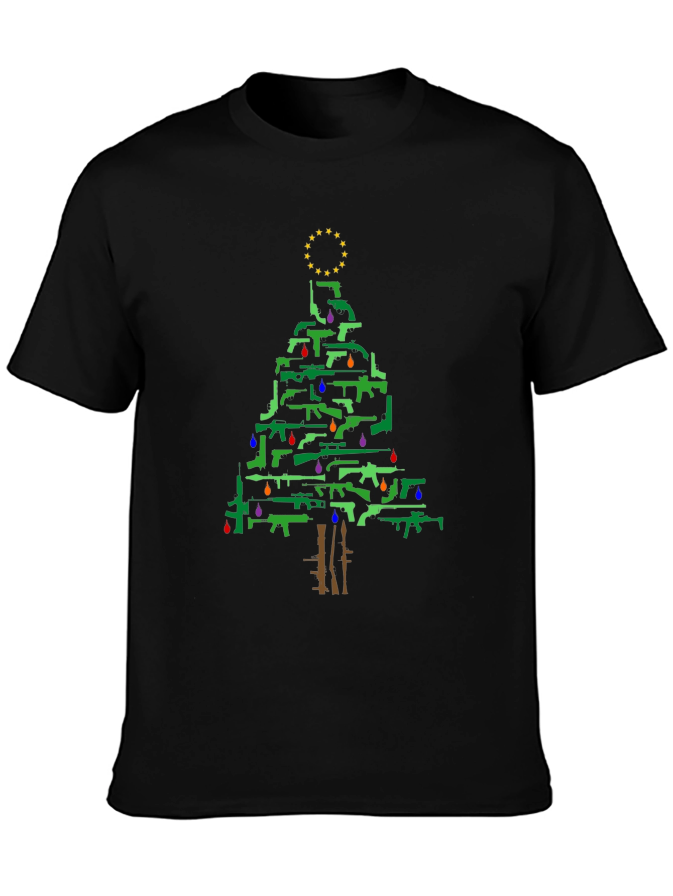 Gun Christmas Tree Holiday T-Shirt