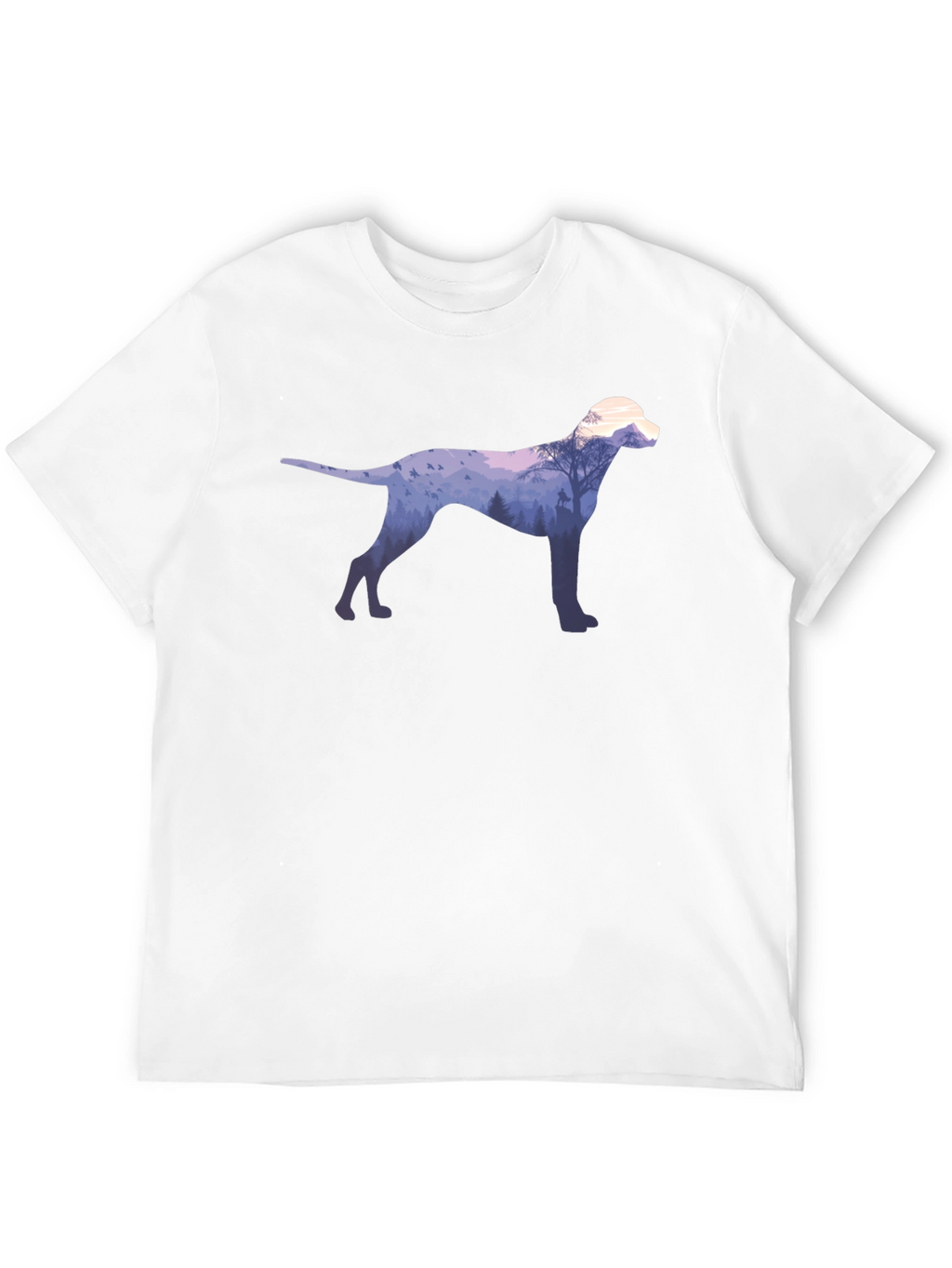 Dog Silhouette Forest Graphic Tee - Black