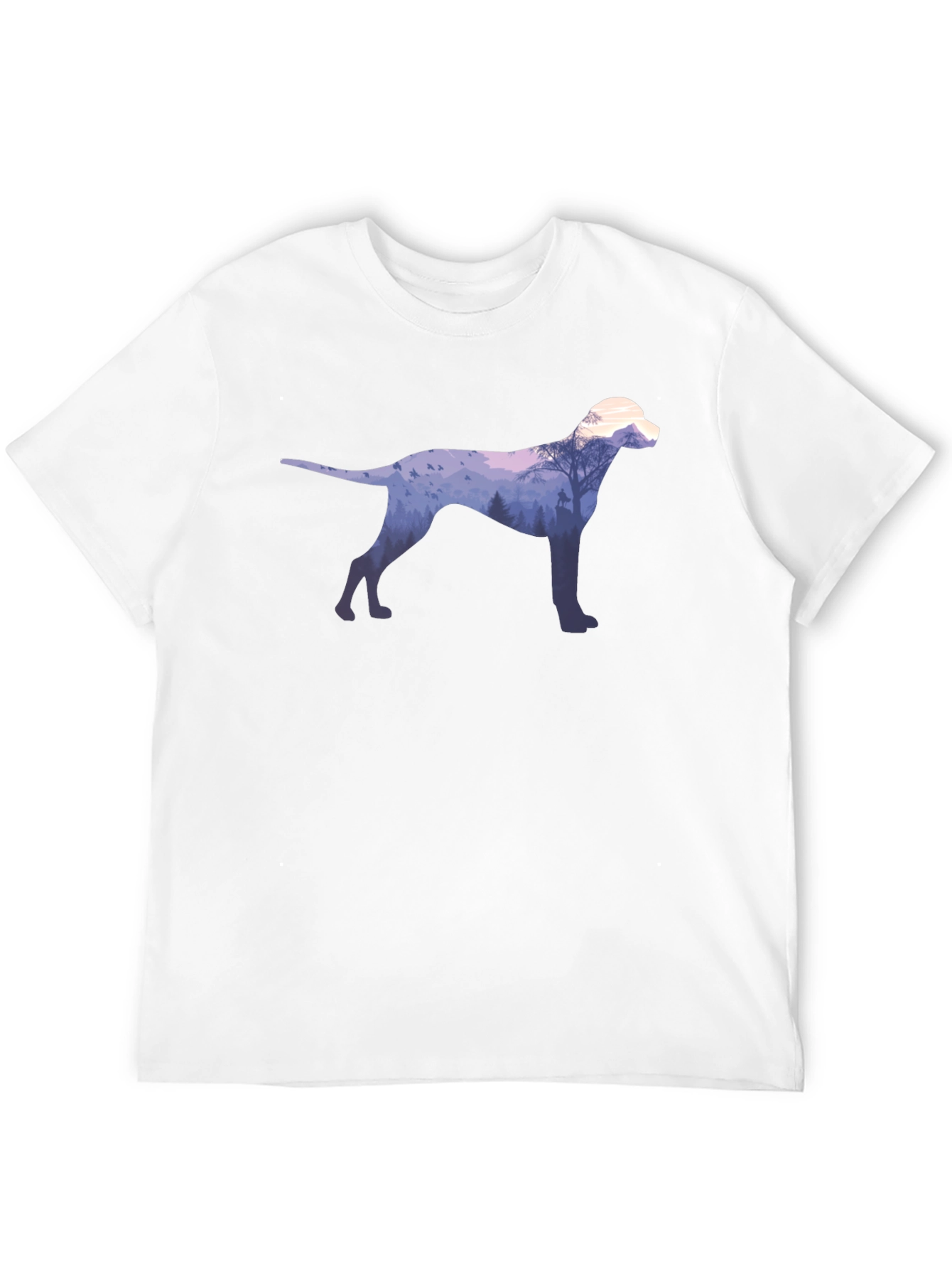 Dog Silhouette Forest Graphic Tee - Black