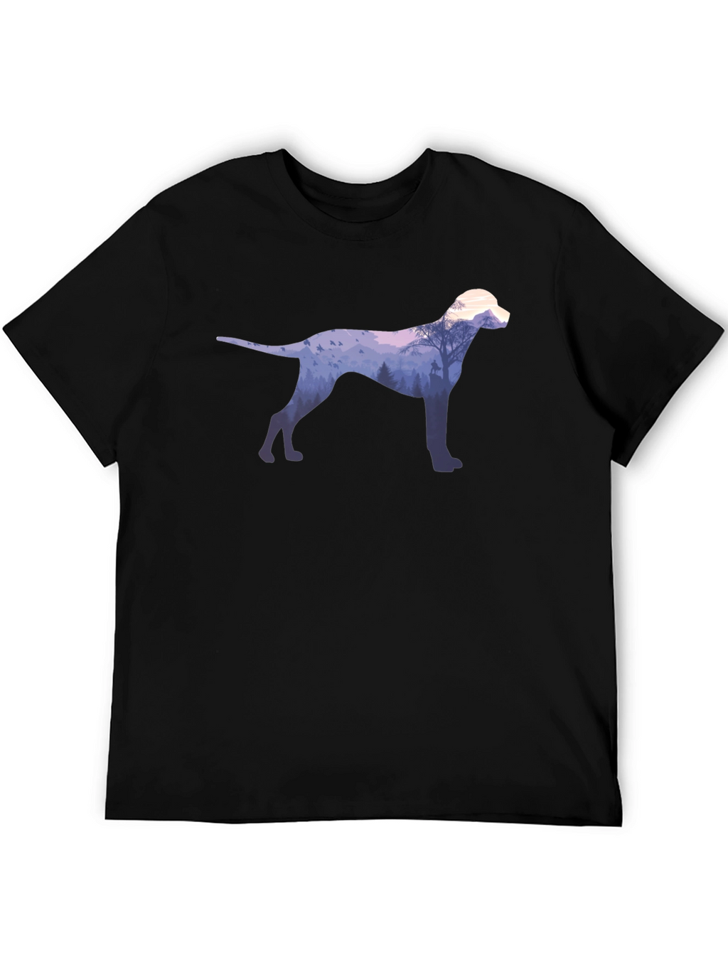 Dog Silhouette Forest Graphic Tee - Black