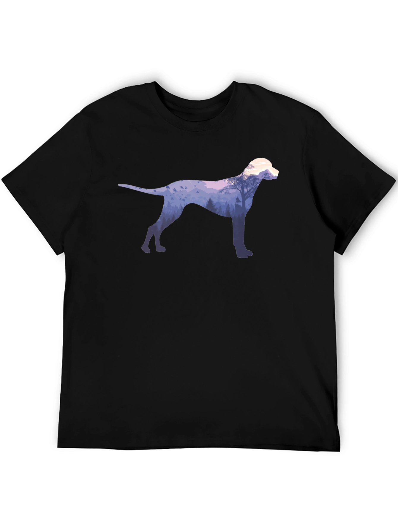 Dog Silhouette Forest Graphic Tee - Black