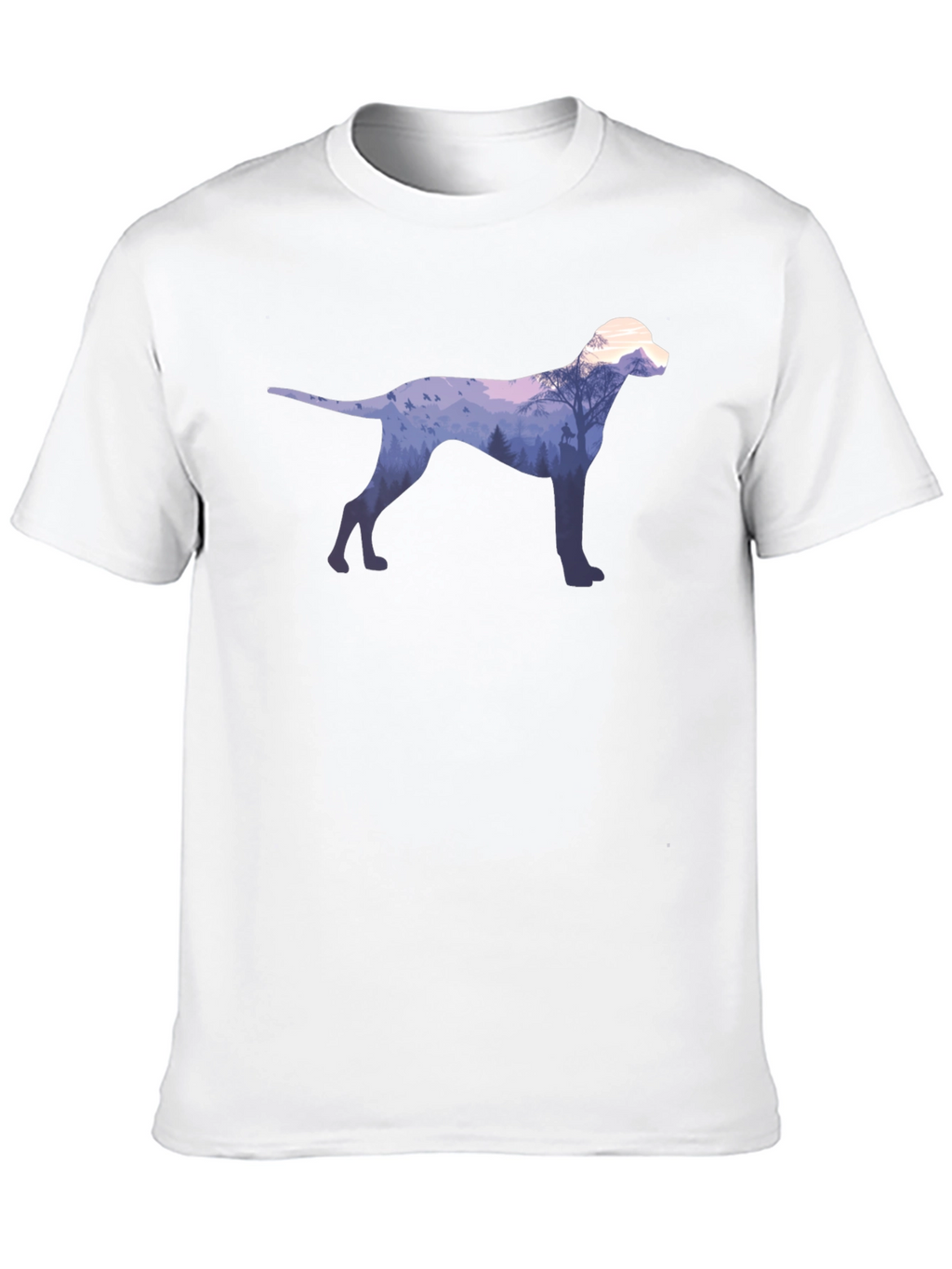 Dog Silhouette Forest Graphic Tee - Black