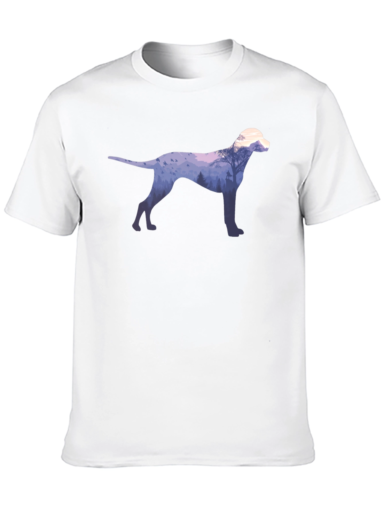 Dog Silhouette Forest Graphic Tee - Black