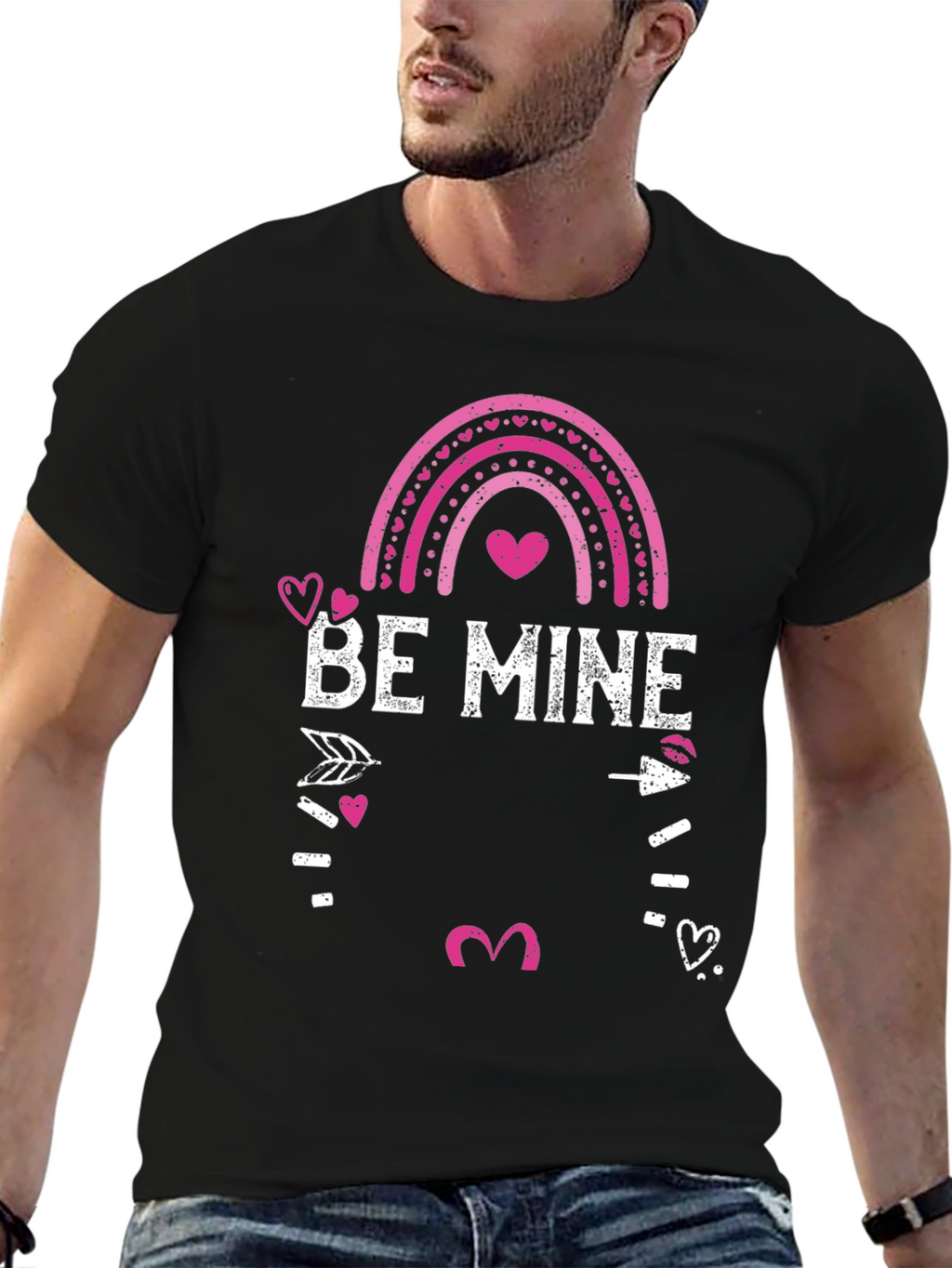 Be Mine Valentines Day Graphic Tee - Mens Black