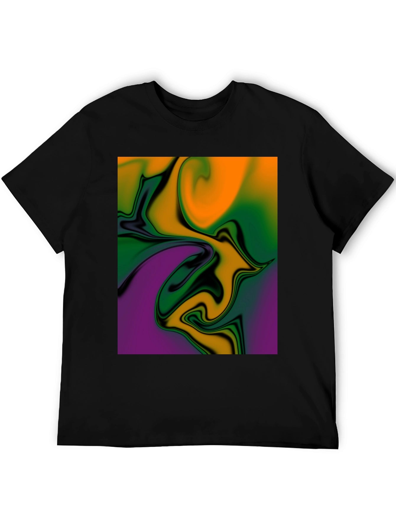 Abstract Swirl Graphic Print Black T-Shirt