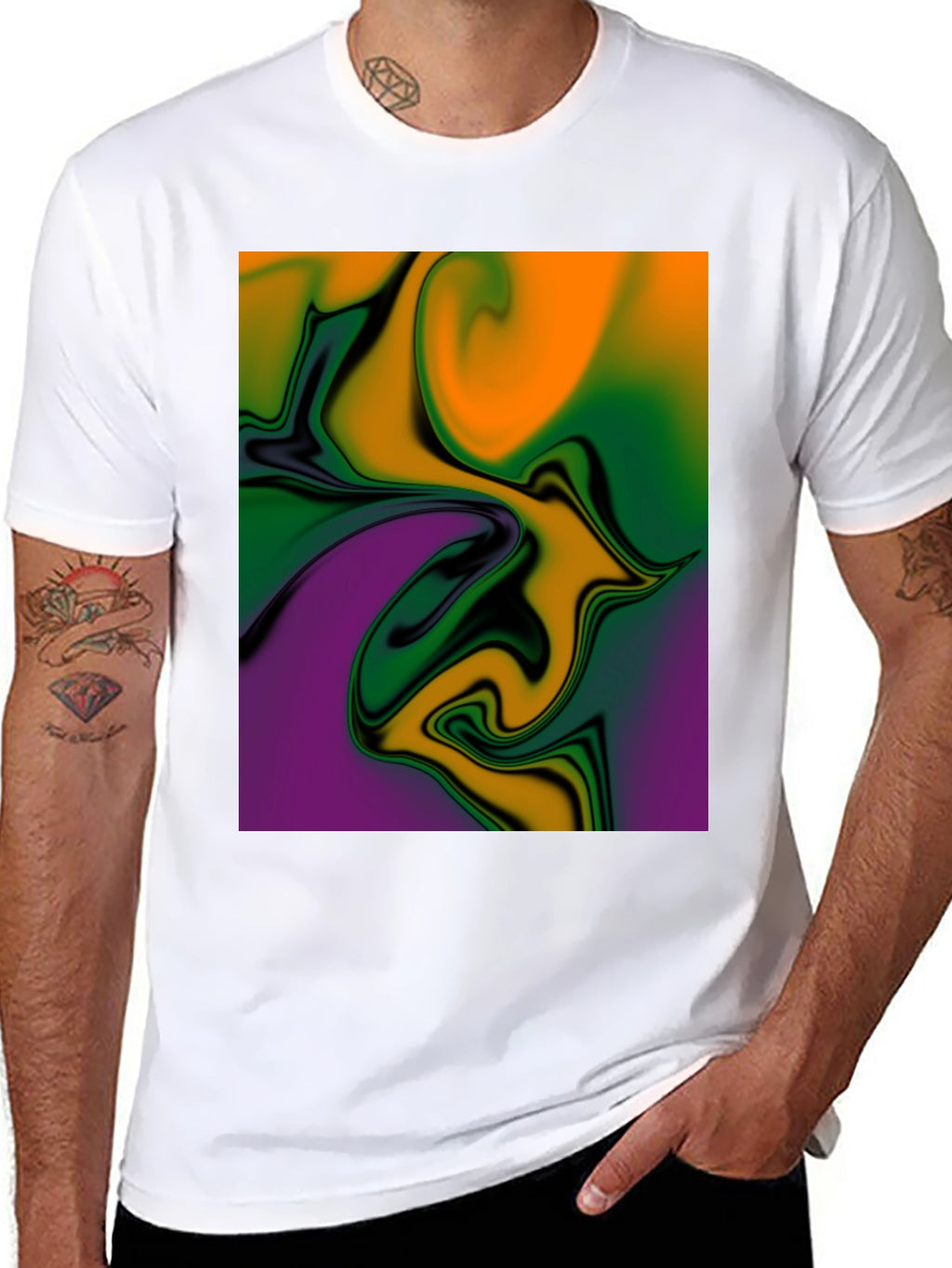 Abstract Swirl Graphic Print Black T-Shirt