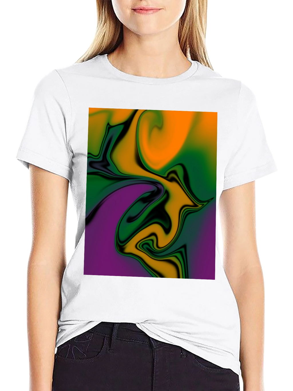 Abstract Swirl Graphic Print Black T-Shirt