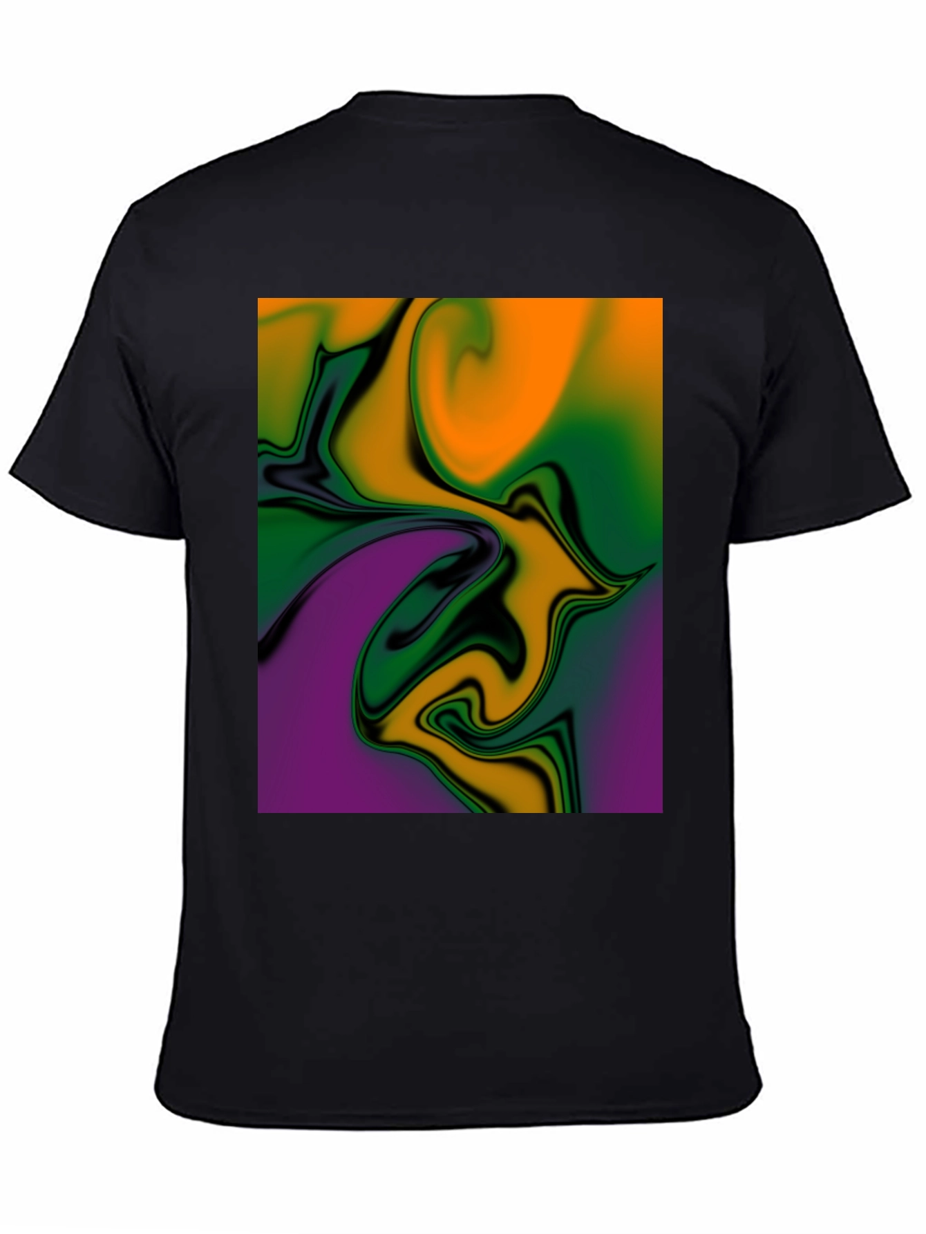 Abstract Swirl Graphic Print Black T-Shirt