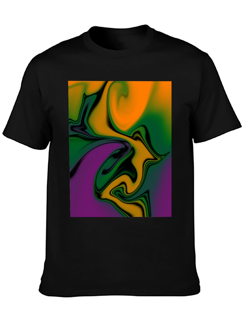 Abstract Swirl Graphic Print Black T-Shirt