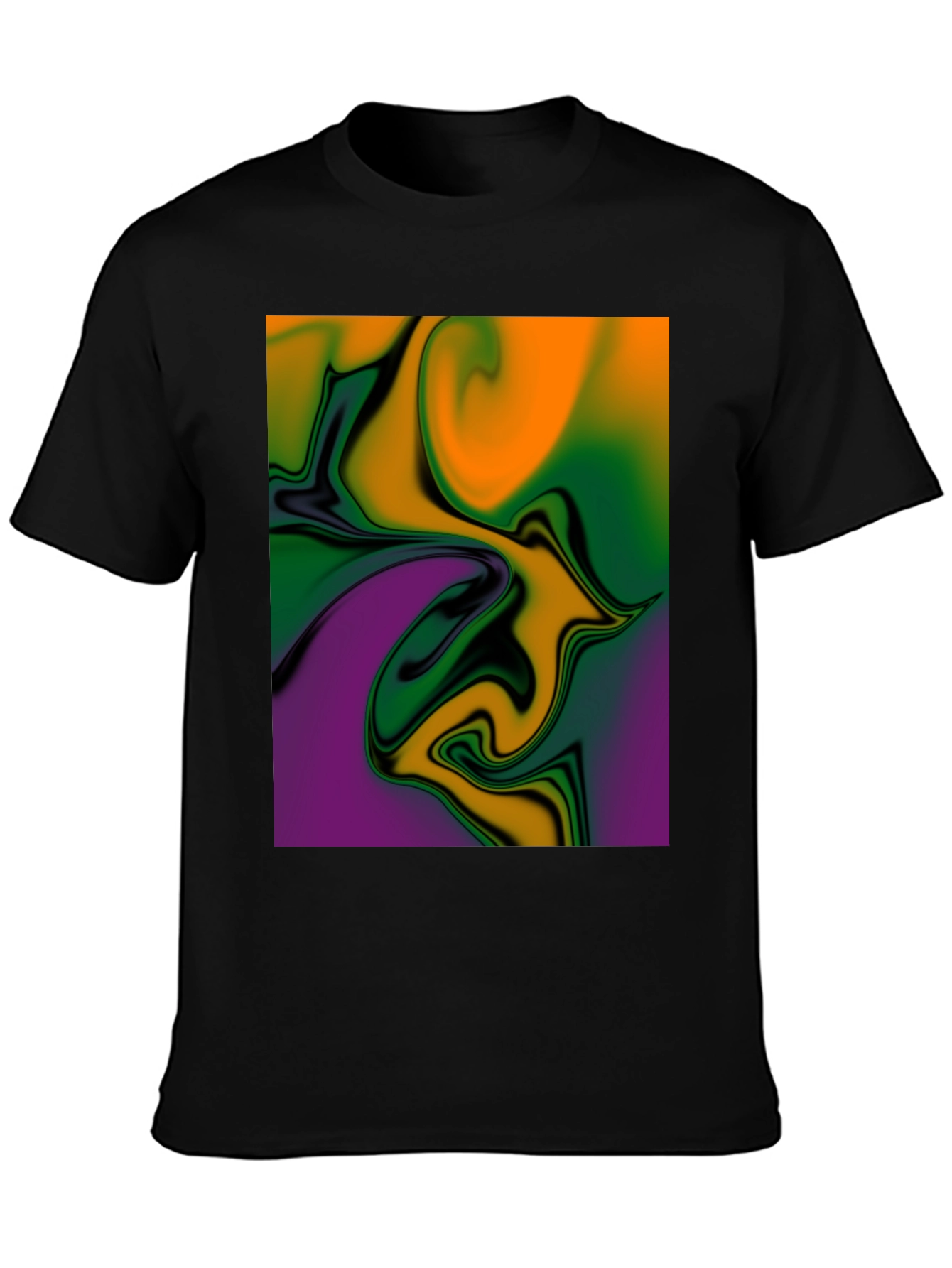 Abstract Swirl Graphic Print Black T-Shirt