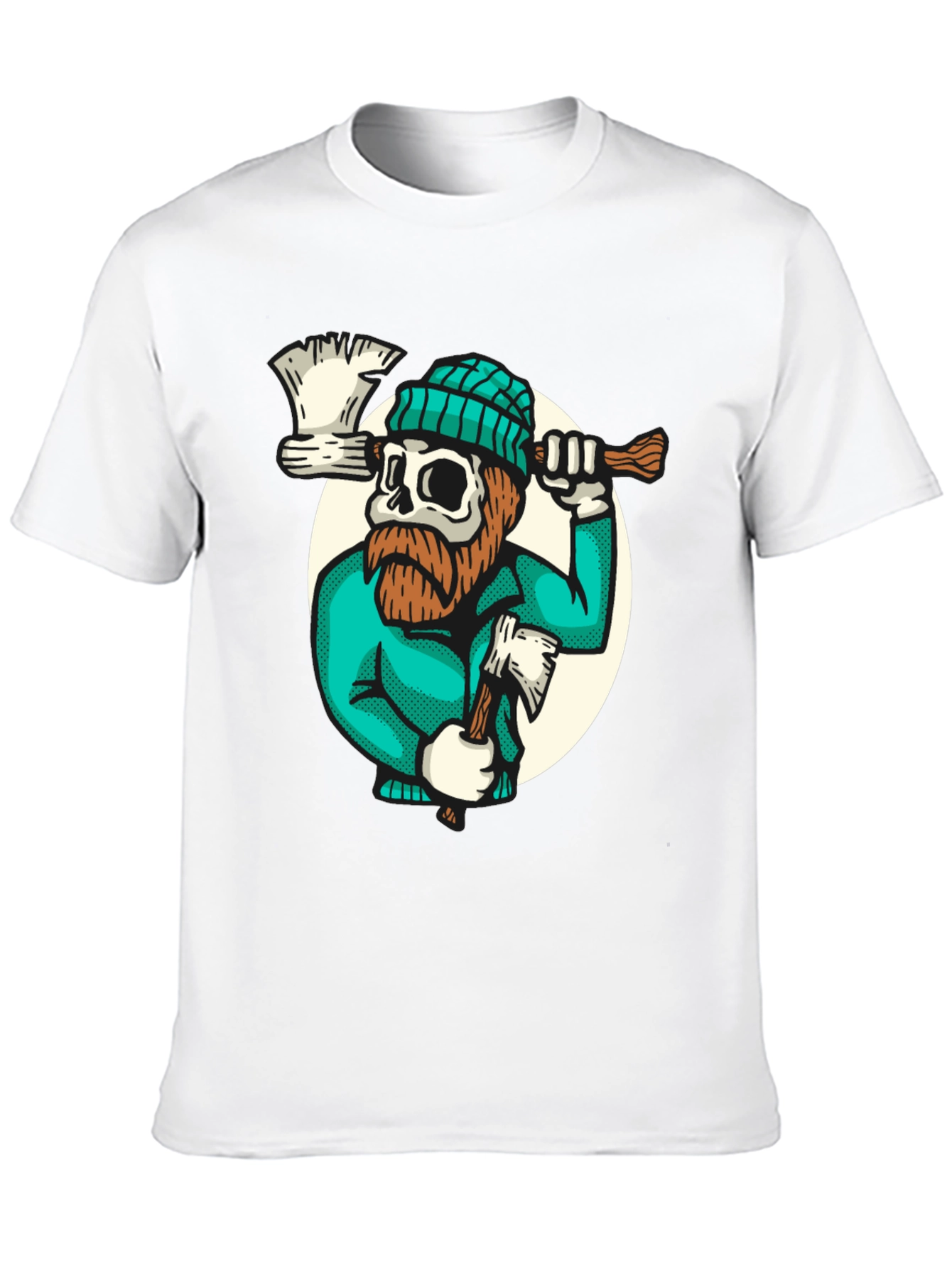 Lumberjack Skull Graphic Tee - Black Cotton T-Shirt