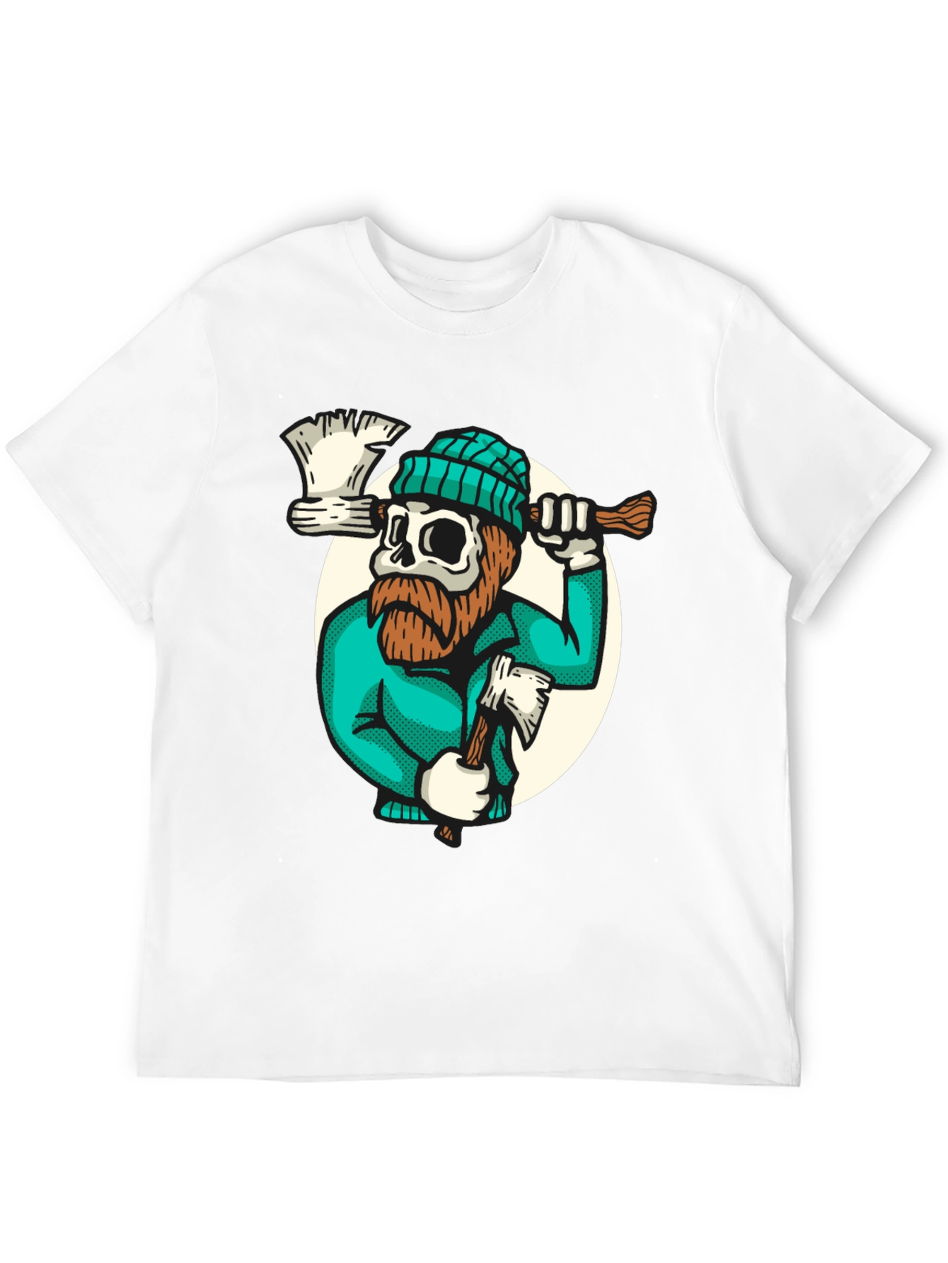 Lumberjack Skull Graphic Tee - Black Cotton T-Shirt