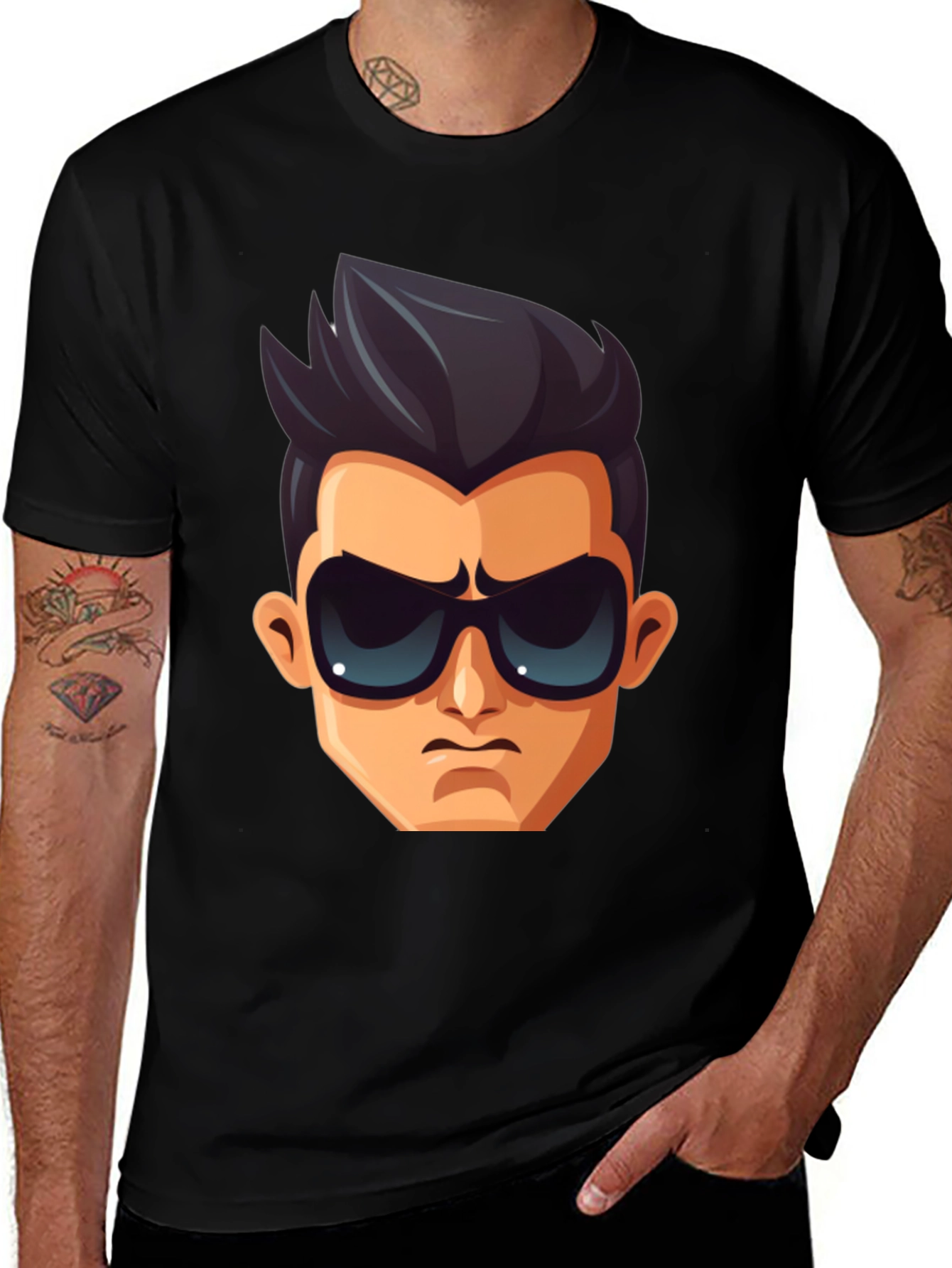 Cool Character Graphic T-Shirt - Black