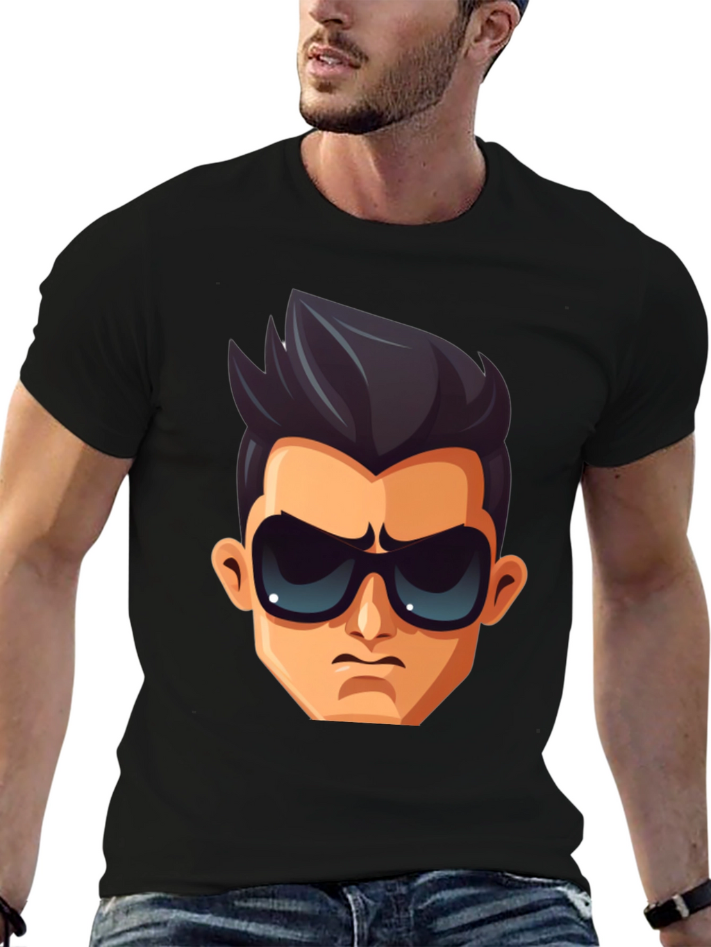 Cool Character Graphic T-Shirt - Black
