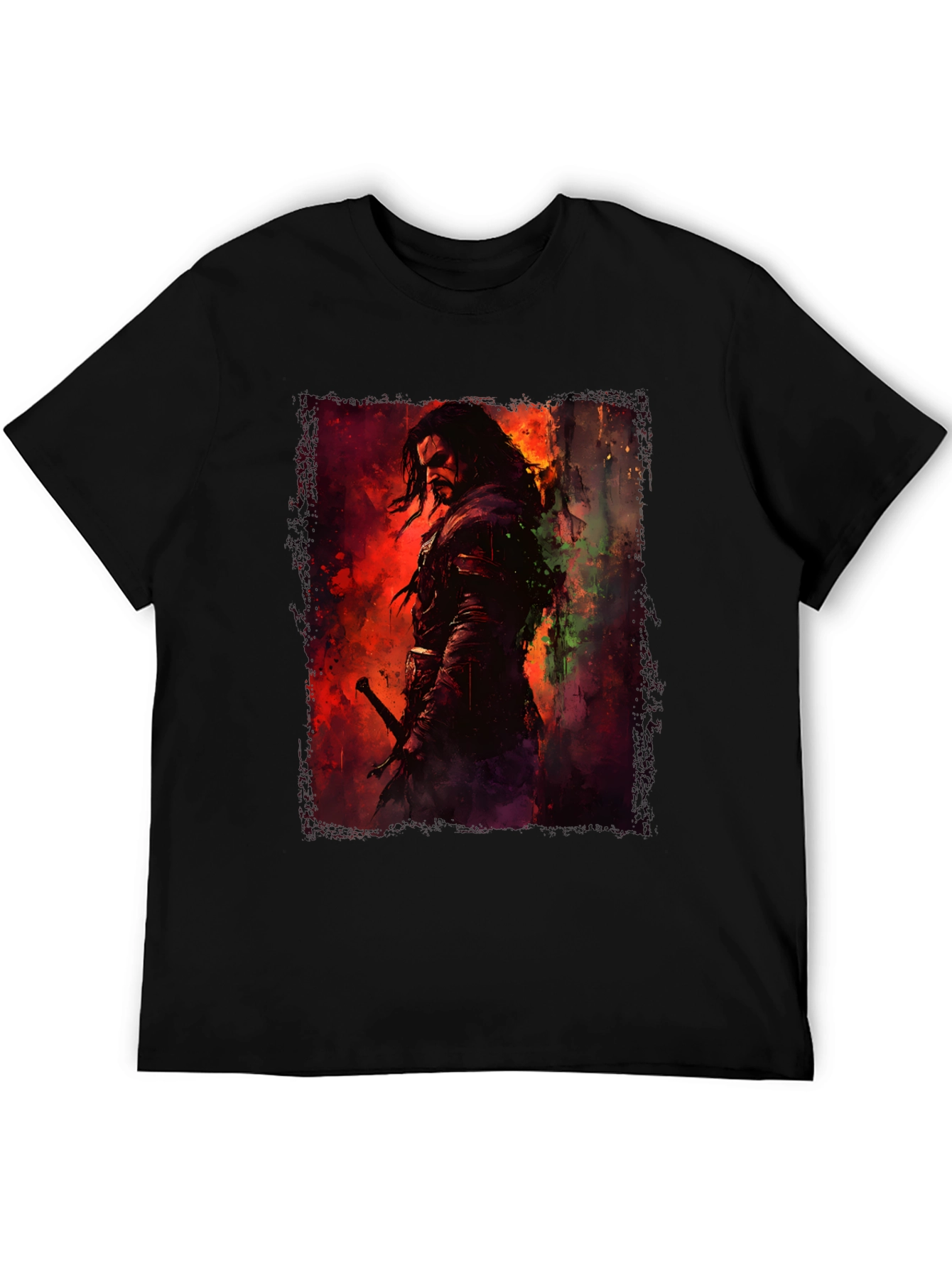 Fantasy Warrior Graphic Black T-Shirt