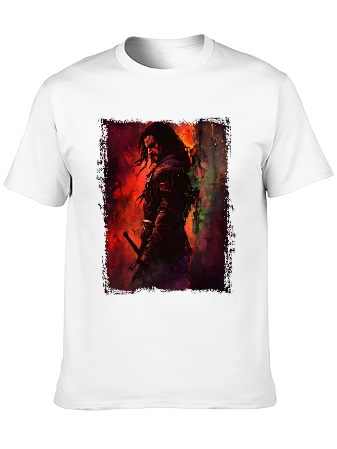 Fantasy Warrior Graphic Black T-Shirt