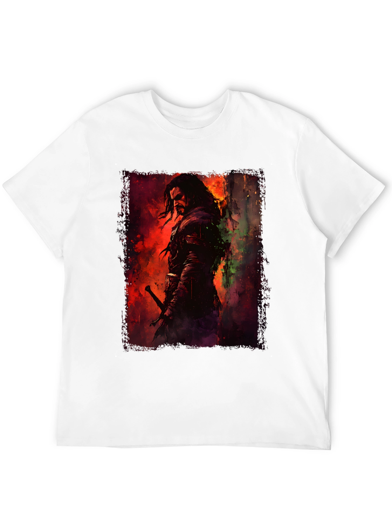 Fantasy Warrior Graphic Black T-Shirt