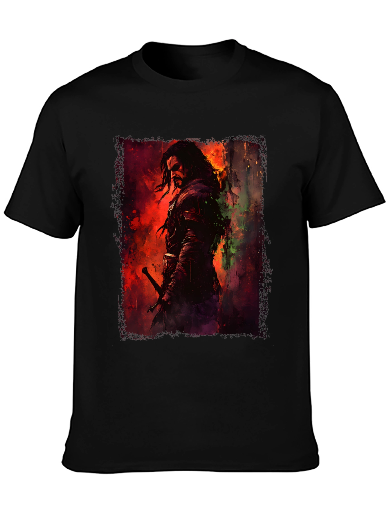 Fantasy Warrior Graphic Black T-Shirt