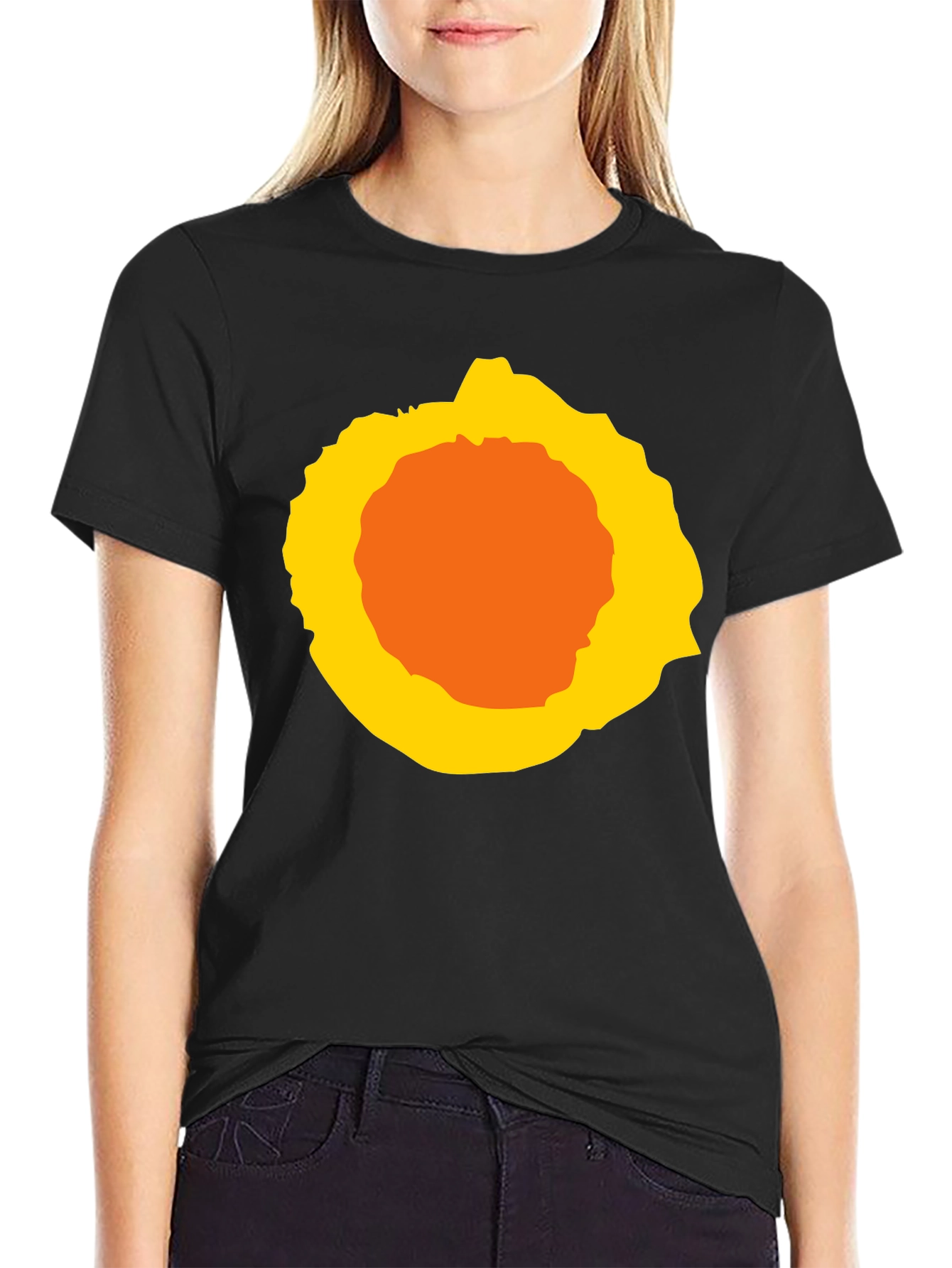 Abstract Sunburst Graphic Black T-Shirt