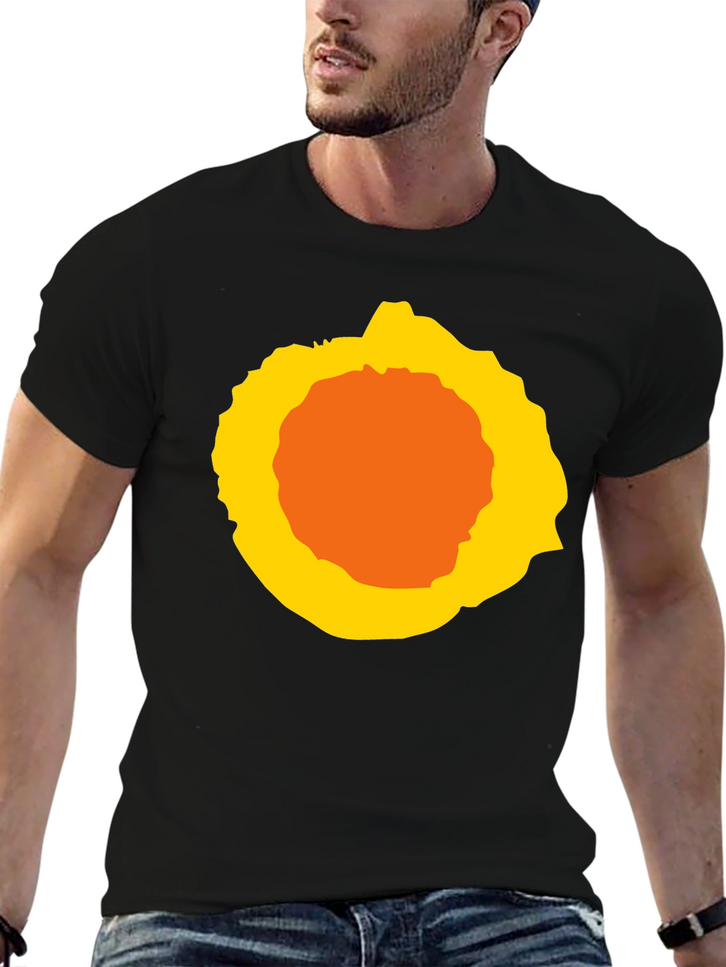 Abstract Sunburst Graphic Black T-Shirt