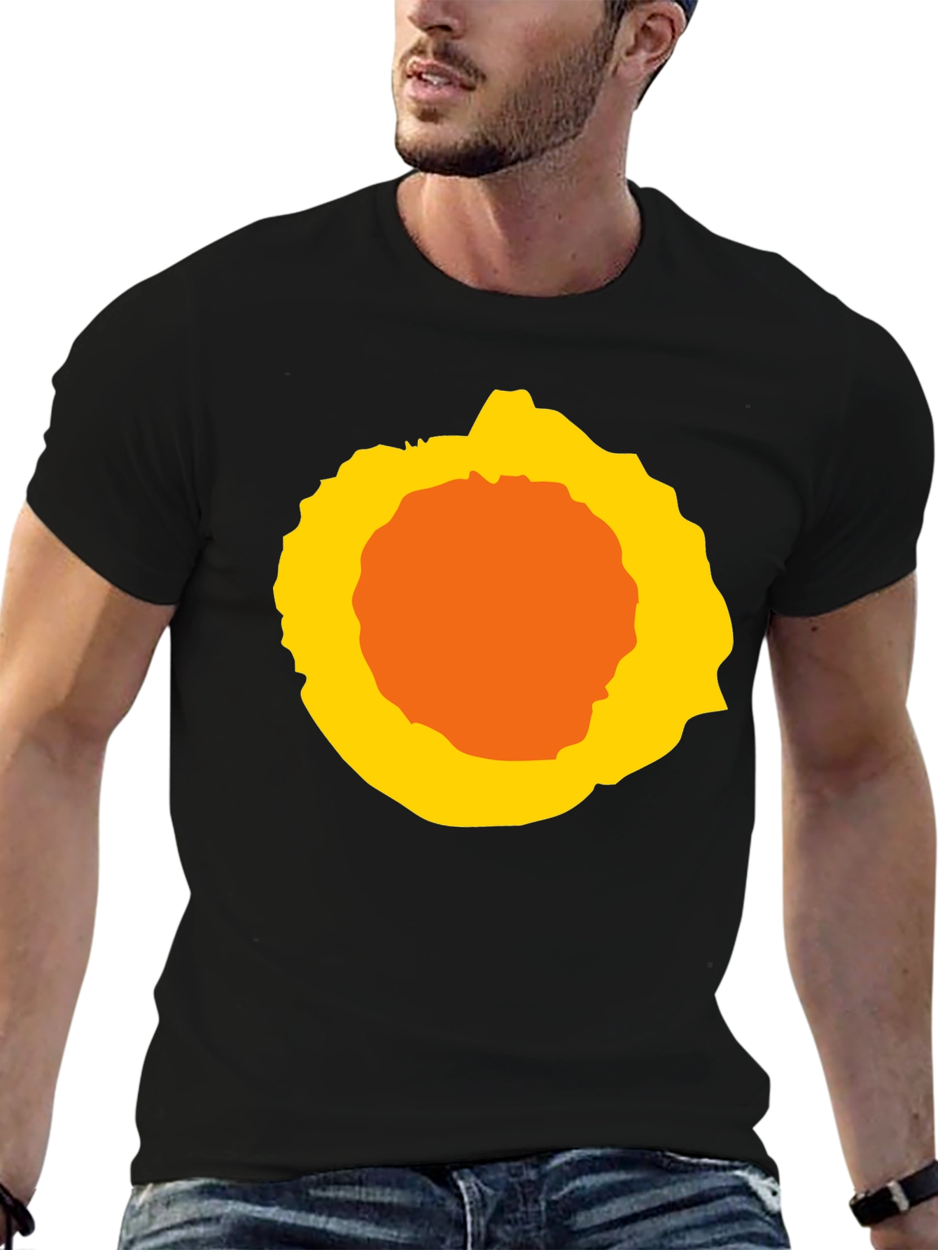 Abstract Sunburst Graphic Black T-Shirt