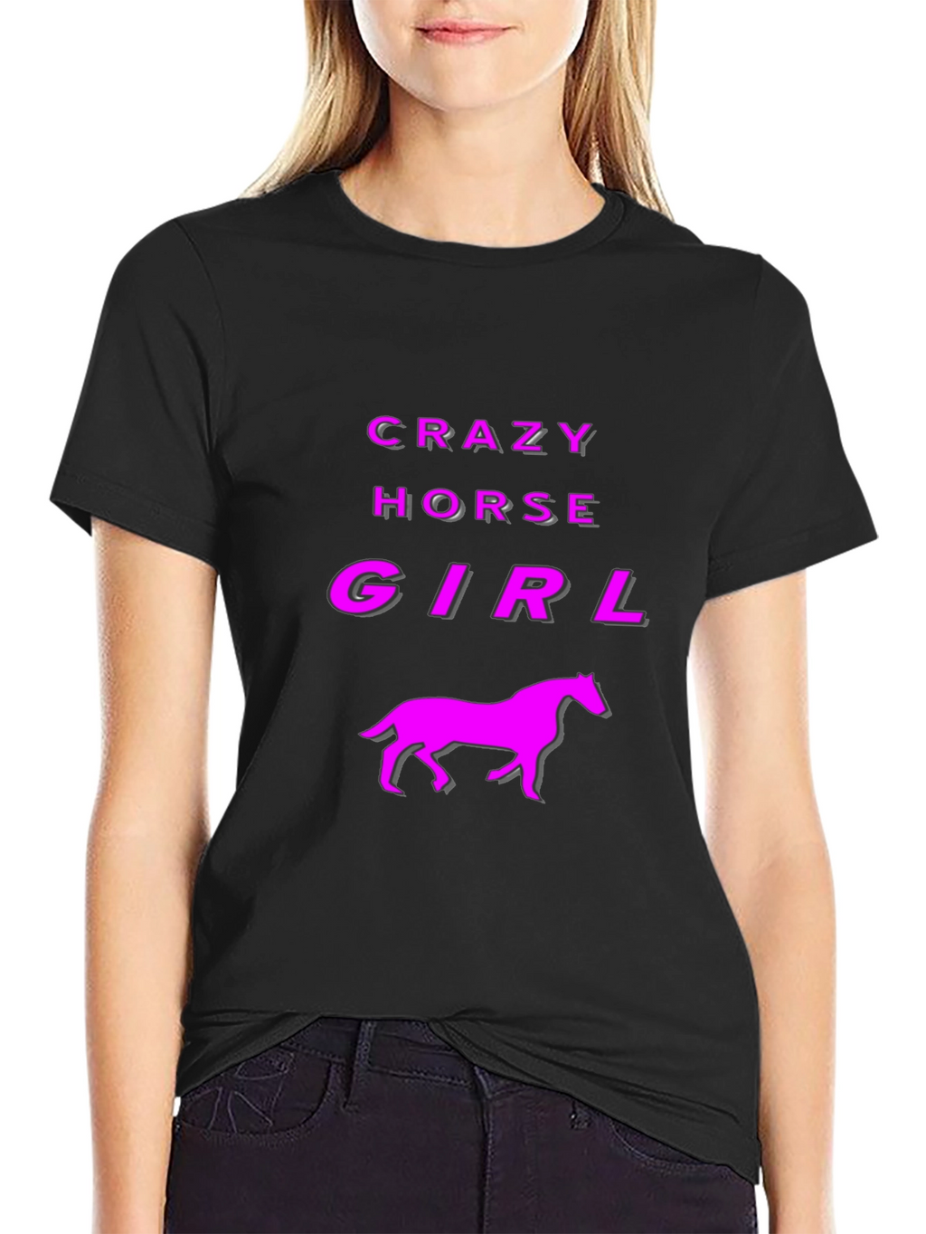 Crazy Horse Girl Graphic Tee - Black