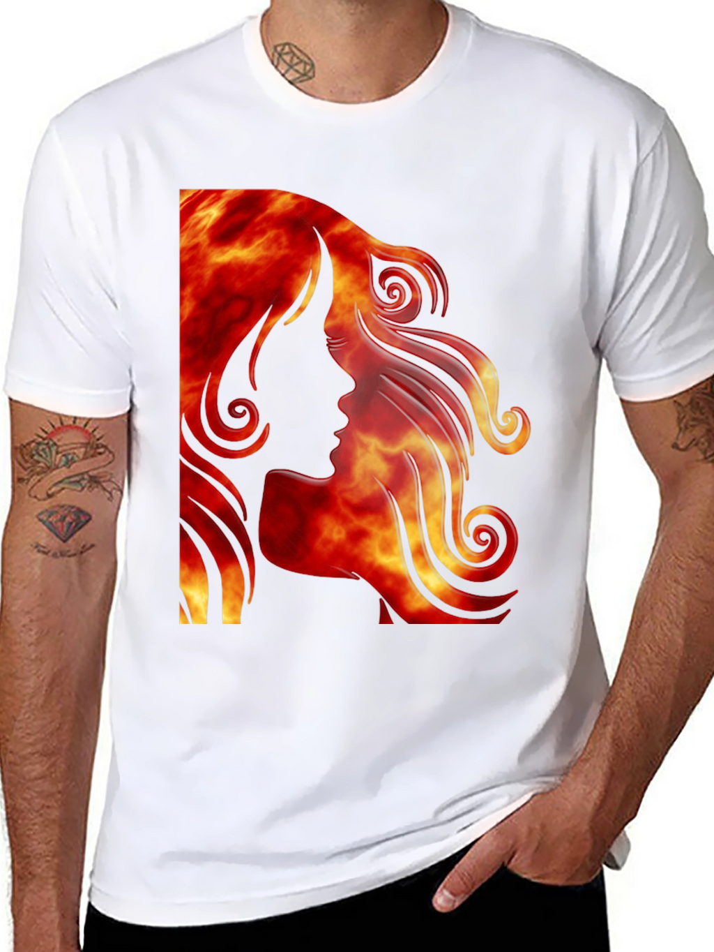 Fiery Woman Graphic Tee - Black