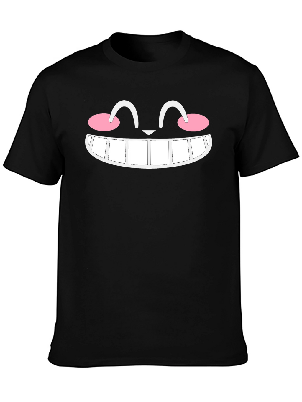 Smiling Cat Face Graphic Black T-Shirt