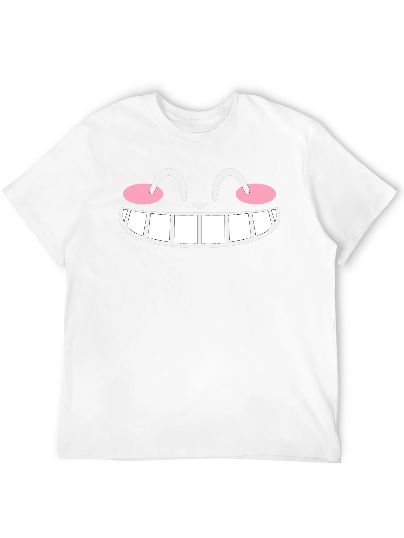 Smiling Cat Face Graphic Black T-Shirt