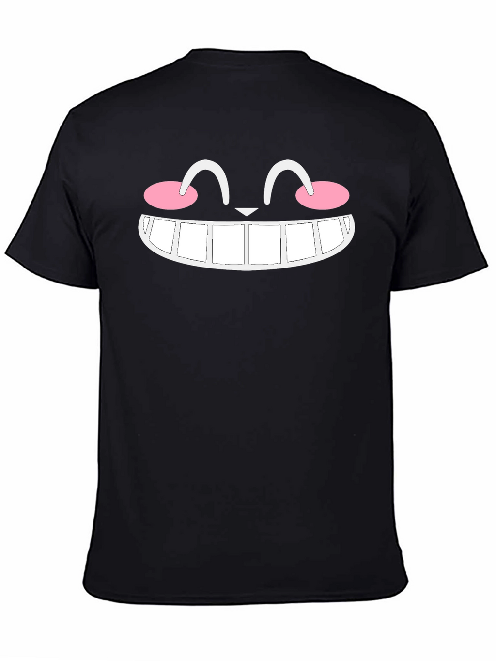 Smiling Cat Face Graphic Black T-Shirt