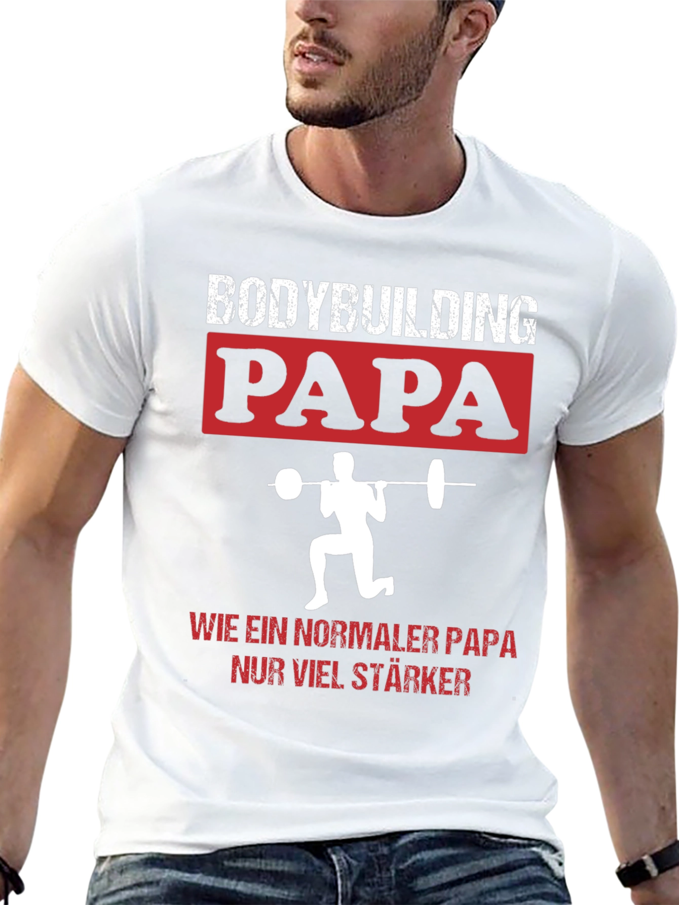 Bodybuilding Papa T-Shirt - Strong Dad Gym Tee
