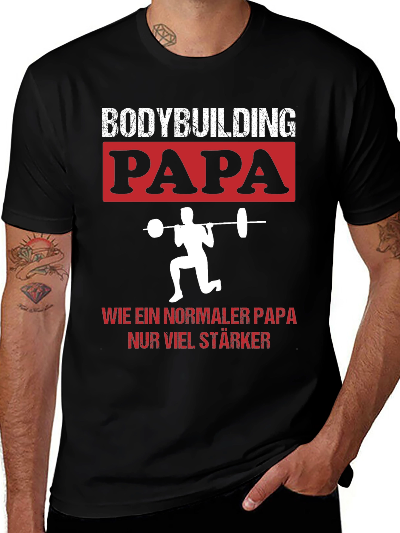 Bodybuilding Papa T-Shirt - Strong Dad Gym Tee