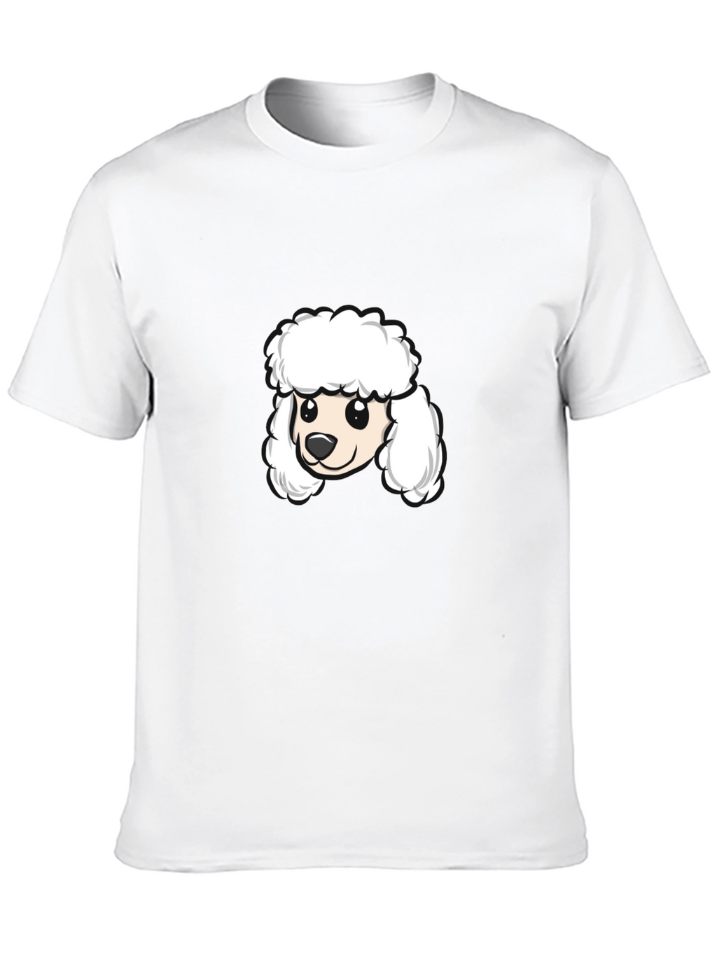 Poodle Cartoon Graphic Tee - Black Cotton Blend