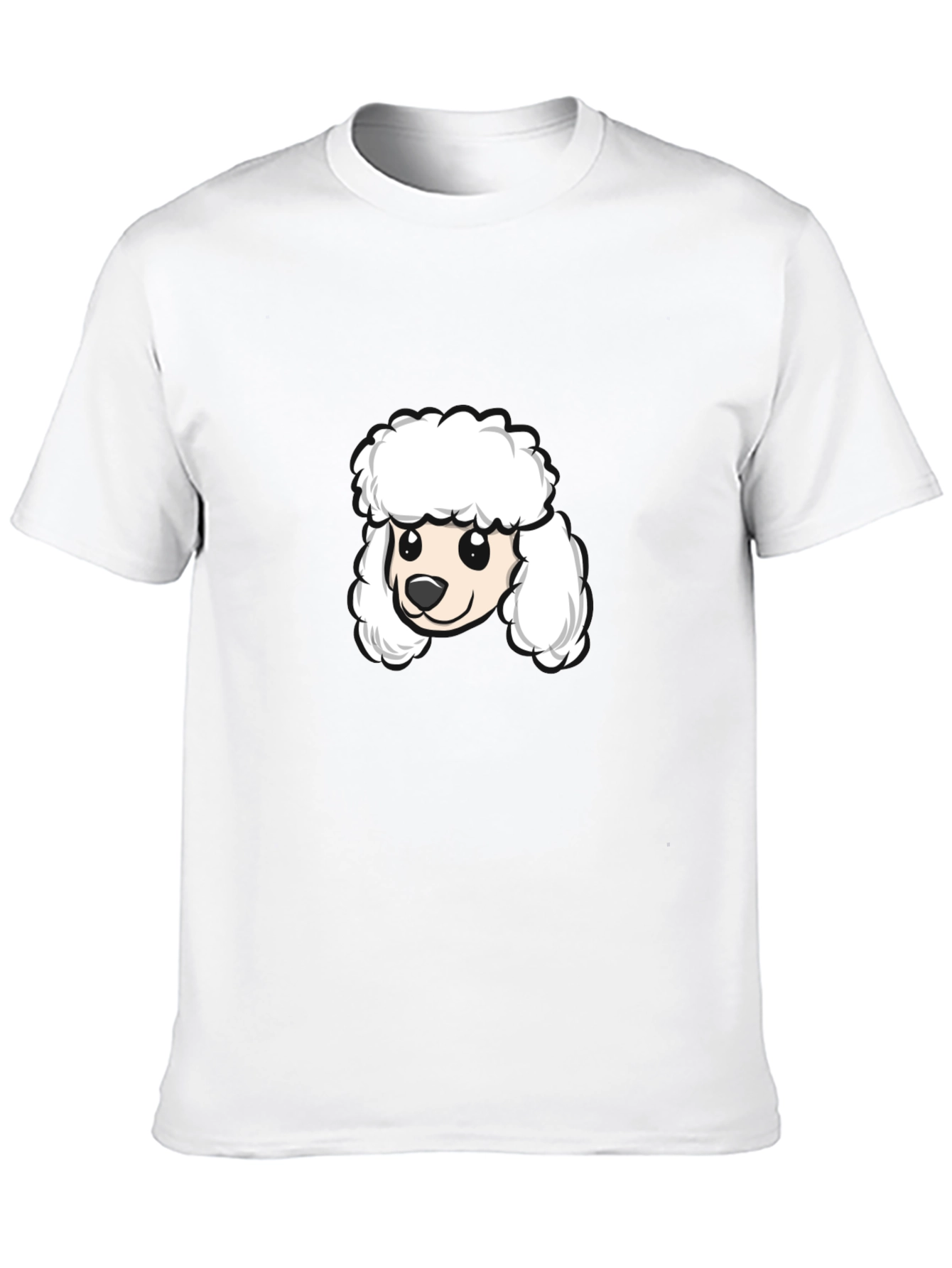 Poodle Cartoon Graphic Tee - Black Cotton Blend