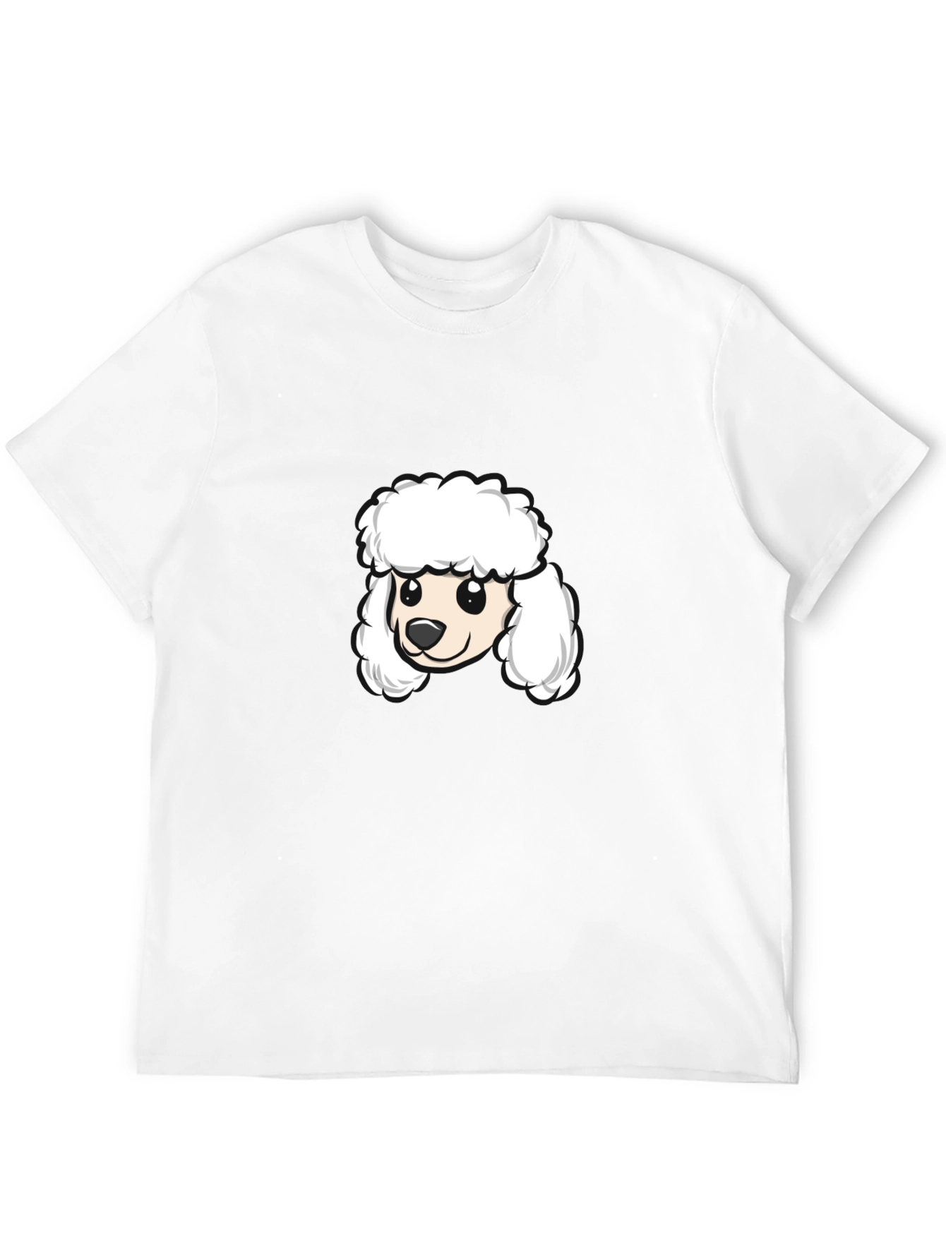 Poodle Cartoon Graphic Tee - Black Cotton Blend