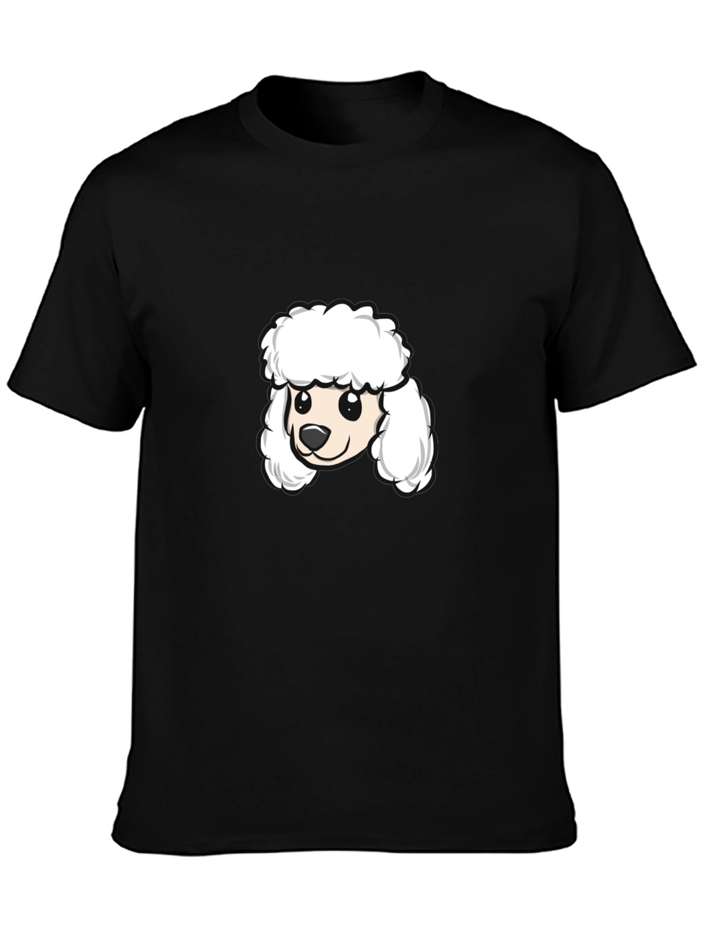 Poodle Cartoon Graphic Tee - Black Cotton Blend