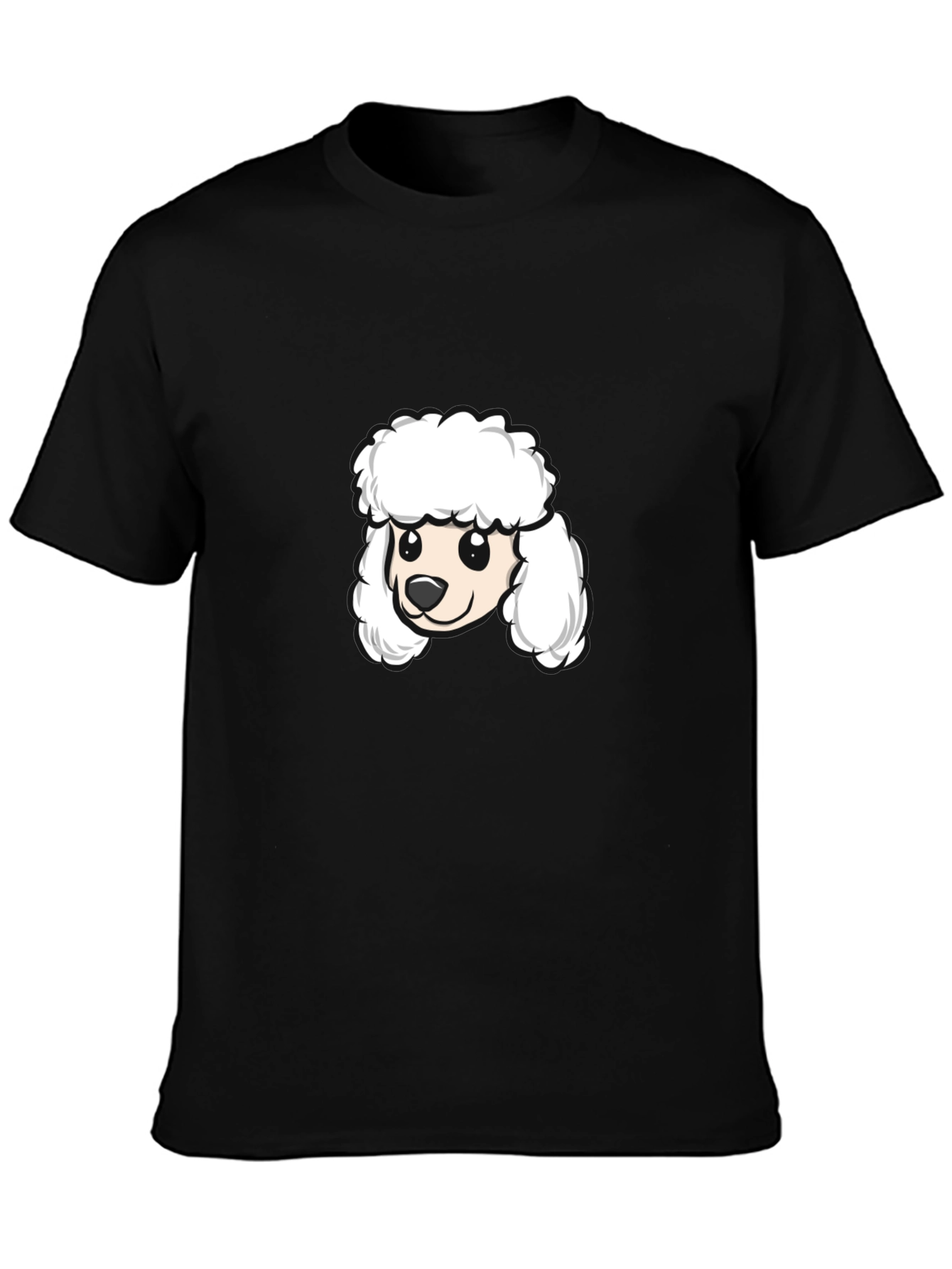 Poodle Cartoon Graphic Tee - Black Cotton Blend