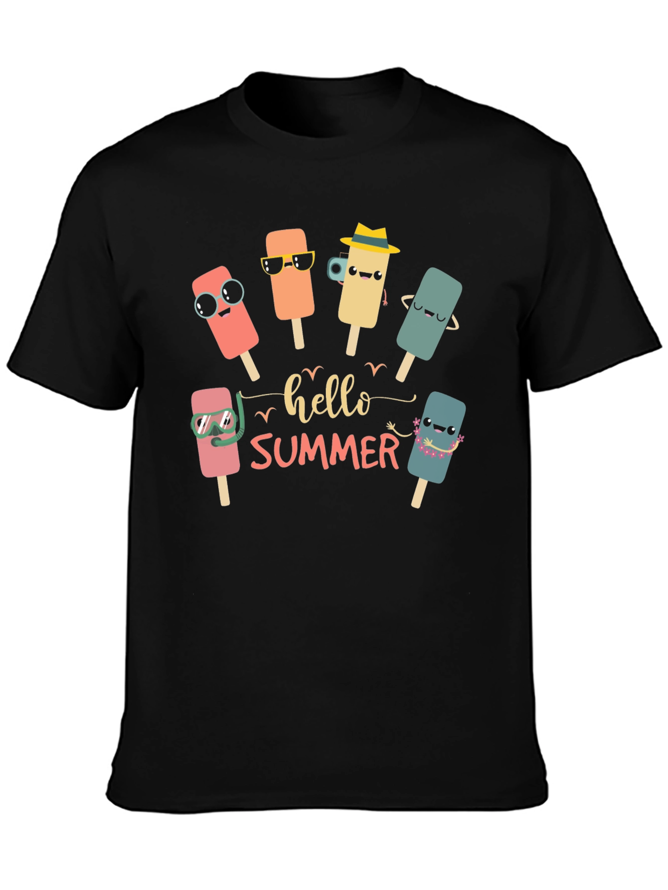 Hello Summer Popsicle T-Shirt - Black