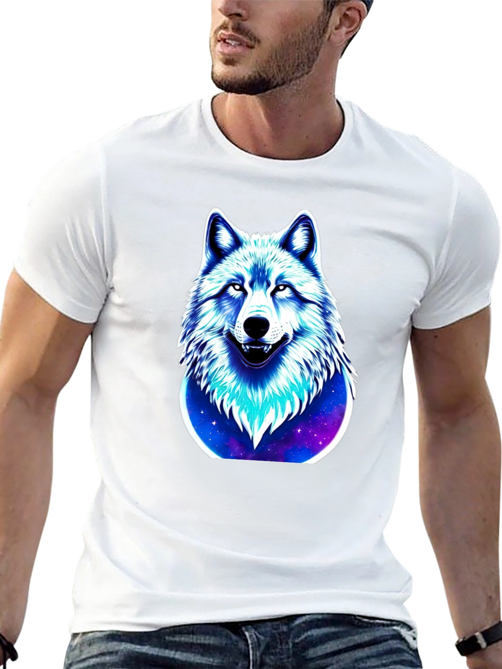 Wolf Galaxy Graphic Black T-Shirt