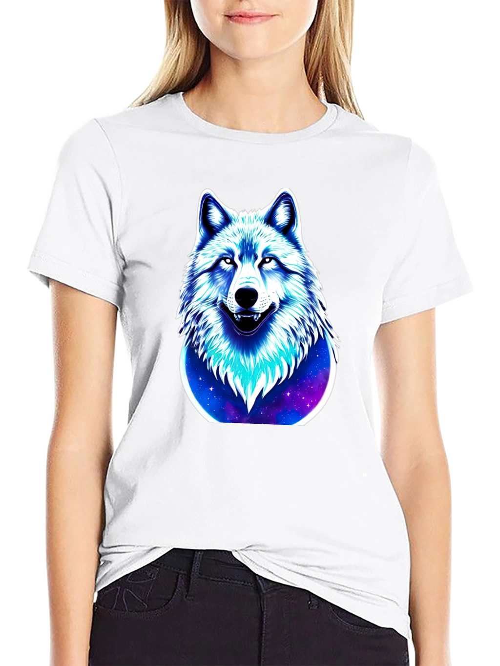 Wolf Galaxy Graphic Black T-Shirt