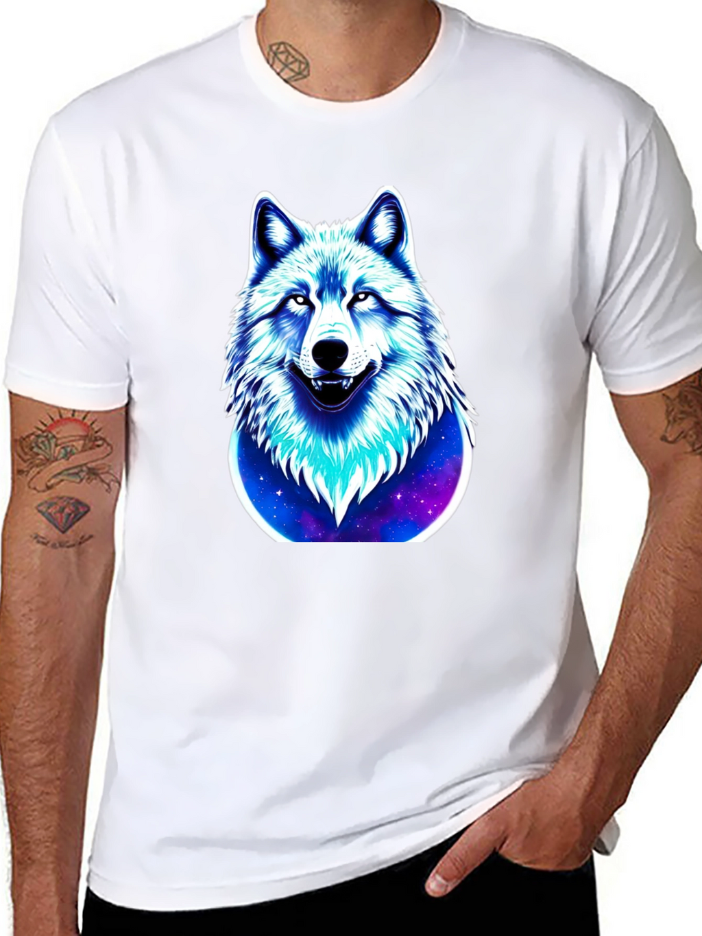 Wolf Galaxy Graphic Black T-Shirt