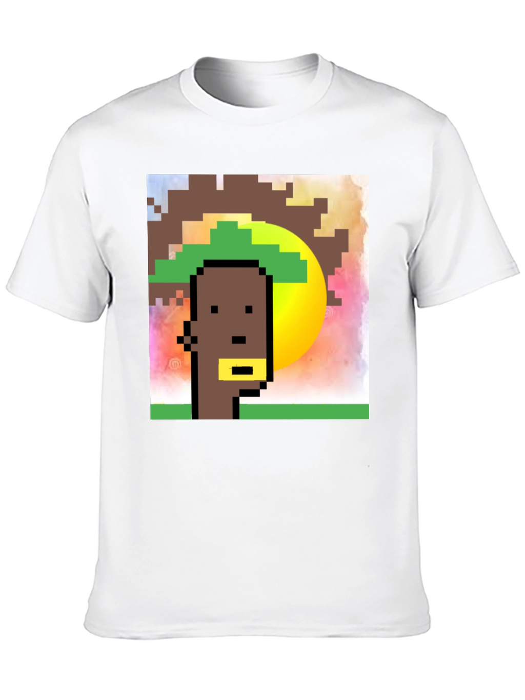 Pixelated Character Graphic Tee - Black Cotton Blend