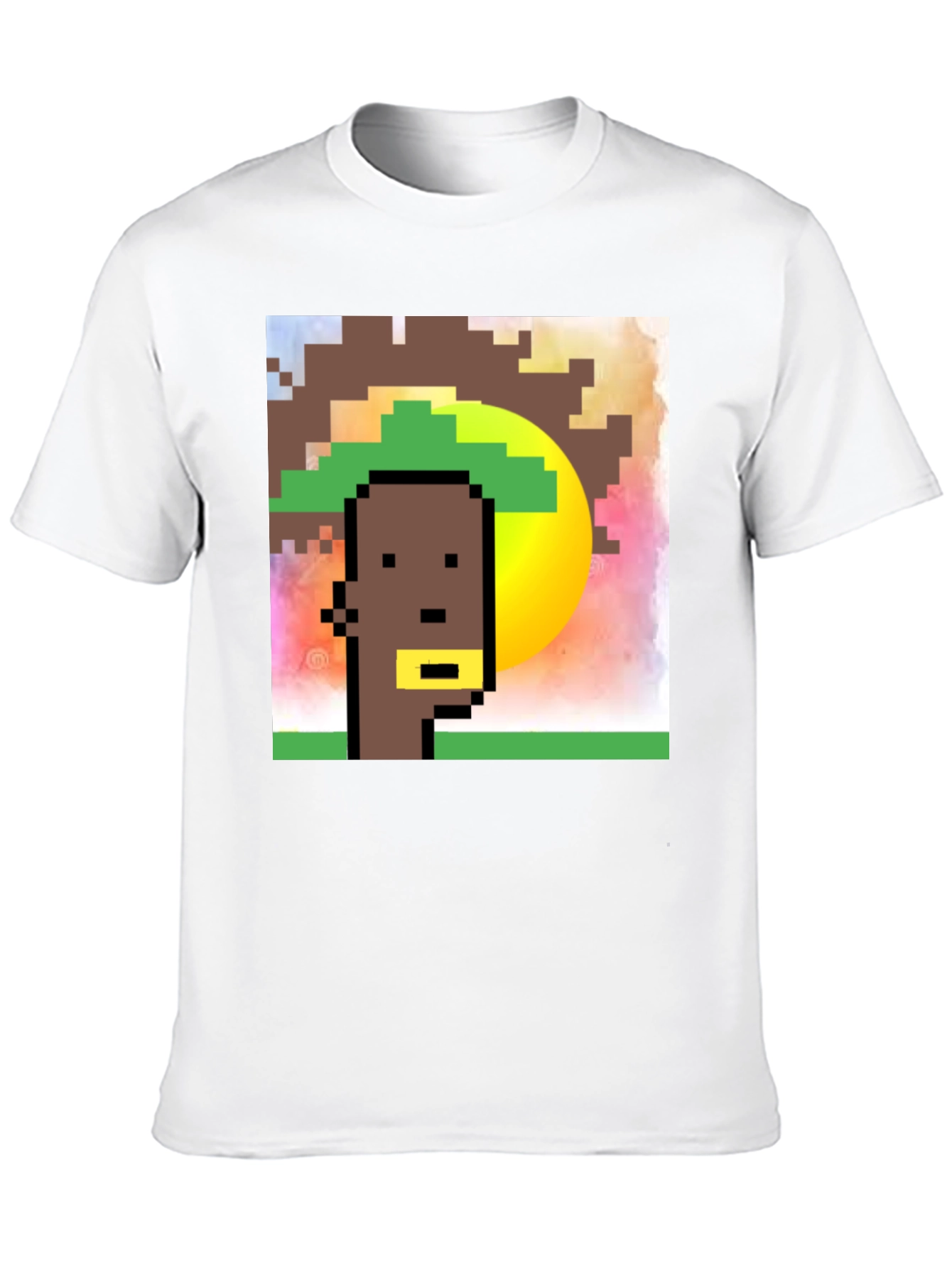 Pixelated Character Graphic Tee - Black Cotton Blend