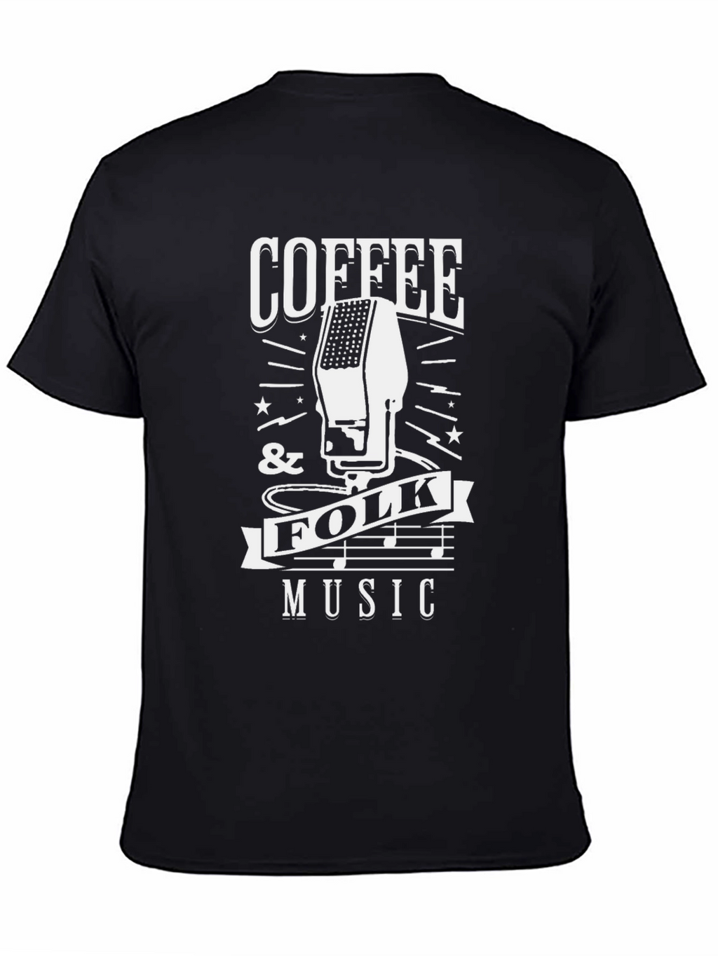 Coffee & Folk Music Graphic Tee - Black