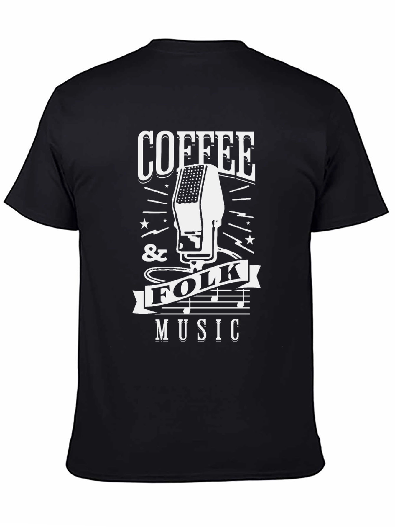 Coffee & Folk Music Graphic Tee - Black