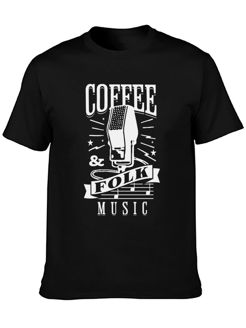 Coffee & Folk Music Graphic Tee - Black